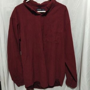 Consensus Mens Shirt Button Down Polyester Solid Brown Long Sleeve Xxl